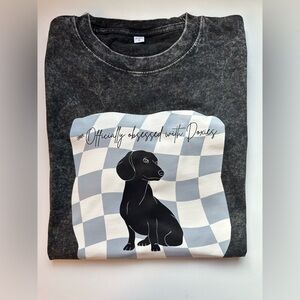 NEW Unisex Officially Obsessed w/ Doxies Black Oversized Stonewashed Cotton